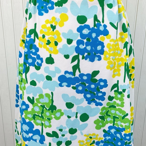 Vintage 60s 70s Puritan Young Forever Yellow Blue Floral Hostess Long Maxi Dress - Picture 6 of 15